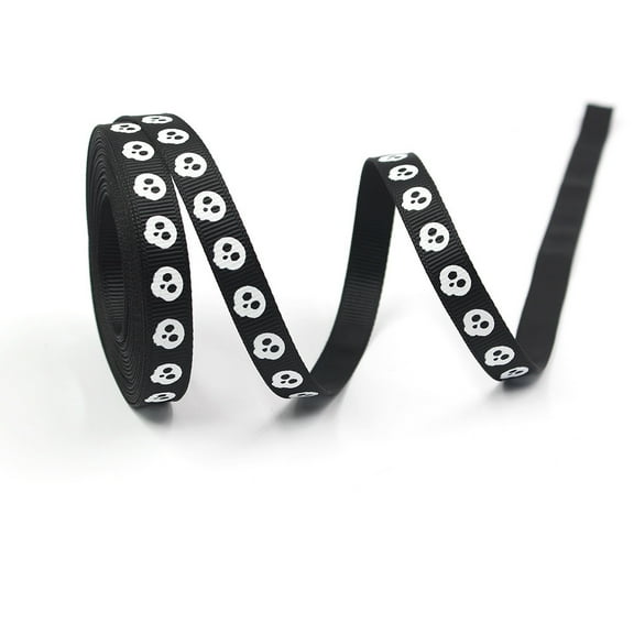 XmhyTop 5 Yards Halloween Ribbon Spider Web Skull Pumpkin Ribbons,for Wreath Home Party DIY Craft Floral Bow Decoration Supplies-Style G