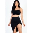 thumbnail image 6 of Chic Monochrome Ruched Cami Crop Top & Midi Skirt Ensemble, 6 of 9