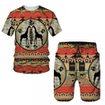 thumbnail image 3 of Conjunto de chándal para hombre, estilo bohemio, hippie, estilo hippie, años 60 y 70, estilo bohemio, informal, camisa y pantalones cortos, disfraz de cosplay étnico, 3 of 5