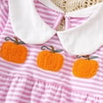 thumbnail image 5 of Staki Newborn Infant Baby Girl Halloween Outfits Embroidered Pumpkin Onesie Long Sleeve Smocked Bubble Romper 0-18M(Pink,0-3 Months), 5 of 8