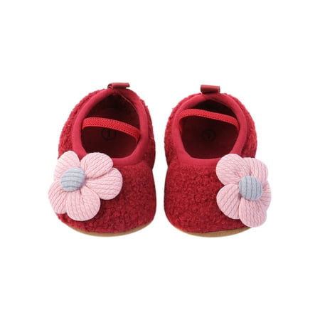 

Infant Baby Girls Spring Autumn Floral Flower Pattern Walking Flat Soft Sole Shoes