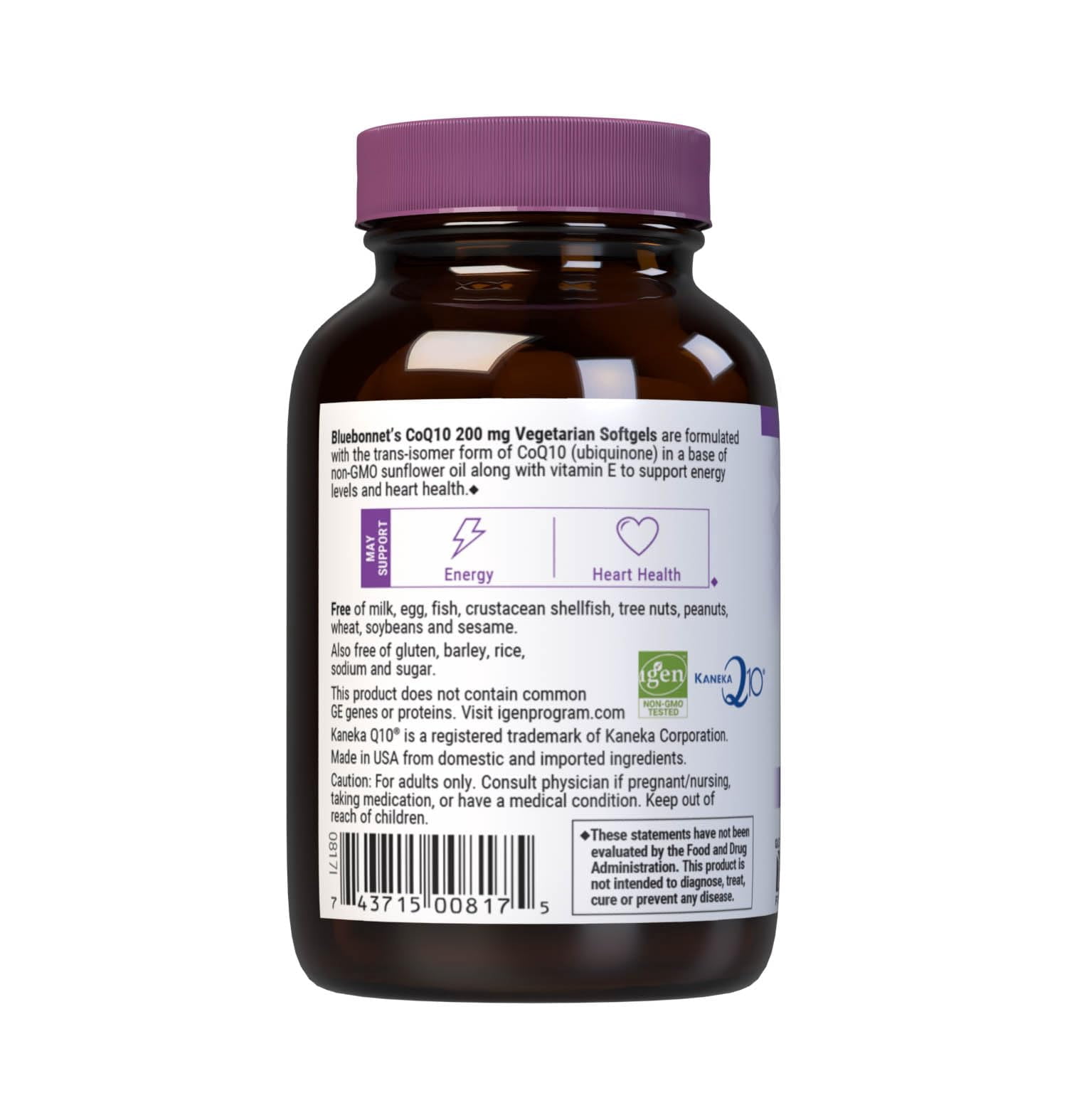 Bluebonnet Nutrition CoQ-10 Vegetarian Softgels, 200mg, 60 Count