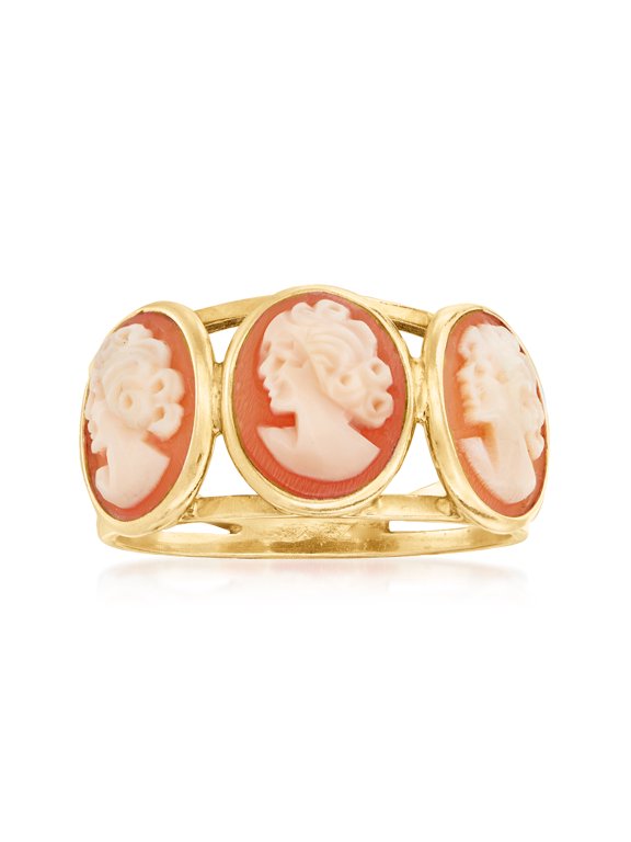 Ross-Simons Italian Orange Shell Cameo Ring in 18kt Gold Over Sterling, Women's, Adult