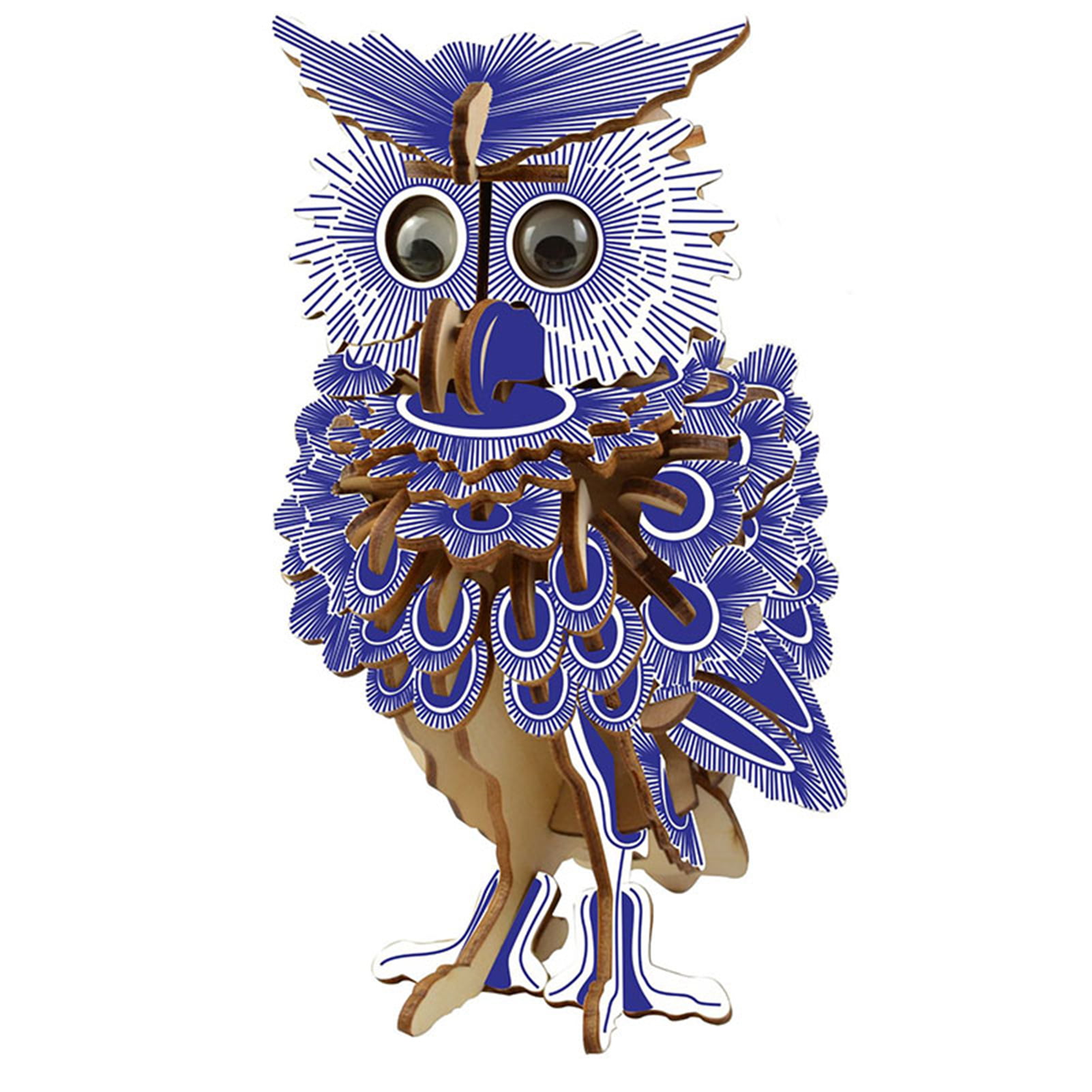 3D Wooden Cartoon Owl Design Adult Kids Toy Decor Puzzle Jigsaw Pieces Gift d a 