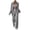 Grey, variant on Women's Solid Color Turn-down Collar Long Sleeve Slim Fit Sweater and Knitted Pants Set Trendy Lapel Casual Wear S