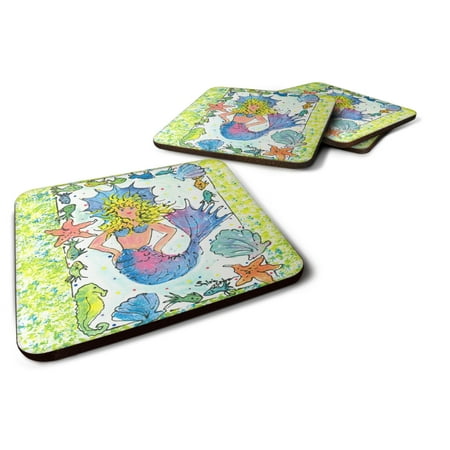 

Carolines Treasures 8080FC Blonde Funky Mermaid Foam Coaster Set of 4 3 1/2 x 3 1/2 multicolor