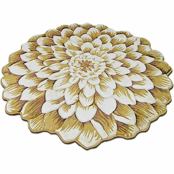 Flowers Rug Design 303 - 6'6"x6'6" Round, Beige