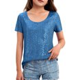 thumbnail image 3 of Juslio Girls Sequin Shirts Casual Short Sleeved Tops, Comfortable Breathable Crew Neck T Shirts Sizes 2-18, 3 of 8