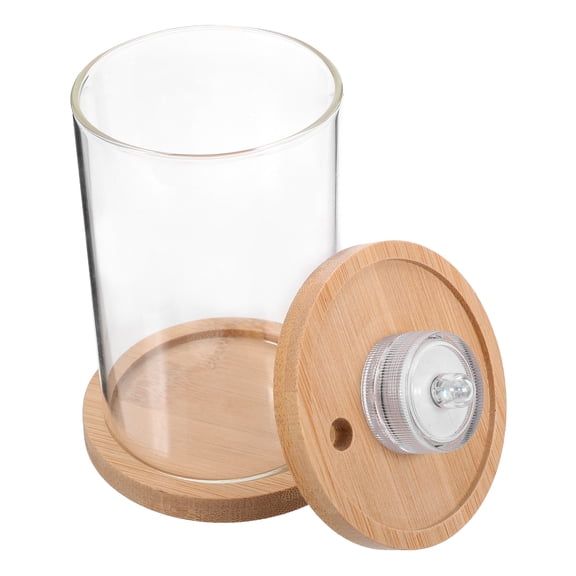 SOPOTUTU Glass Fish Tank Kit with LED Lighting and Pine Wood Base Suitable for Desk Decor