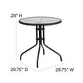 thumbnail image 2 of 28'' Round Tempered Glass Metal Table with Black Rattan Edging, 2 of 8