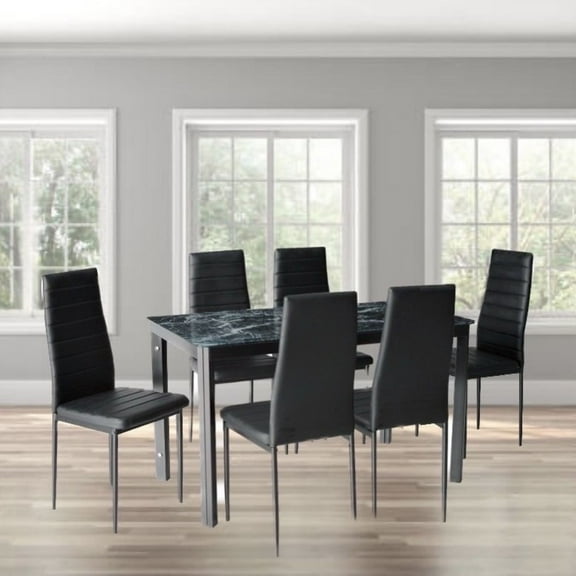 INO Design 6 Piece Modern Dining Chair Set Comfortable High Back Upholstered Faux Leather Chair - Kitchen Furniture, Living Room, Restaurant, Office