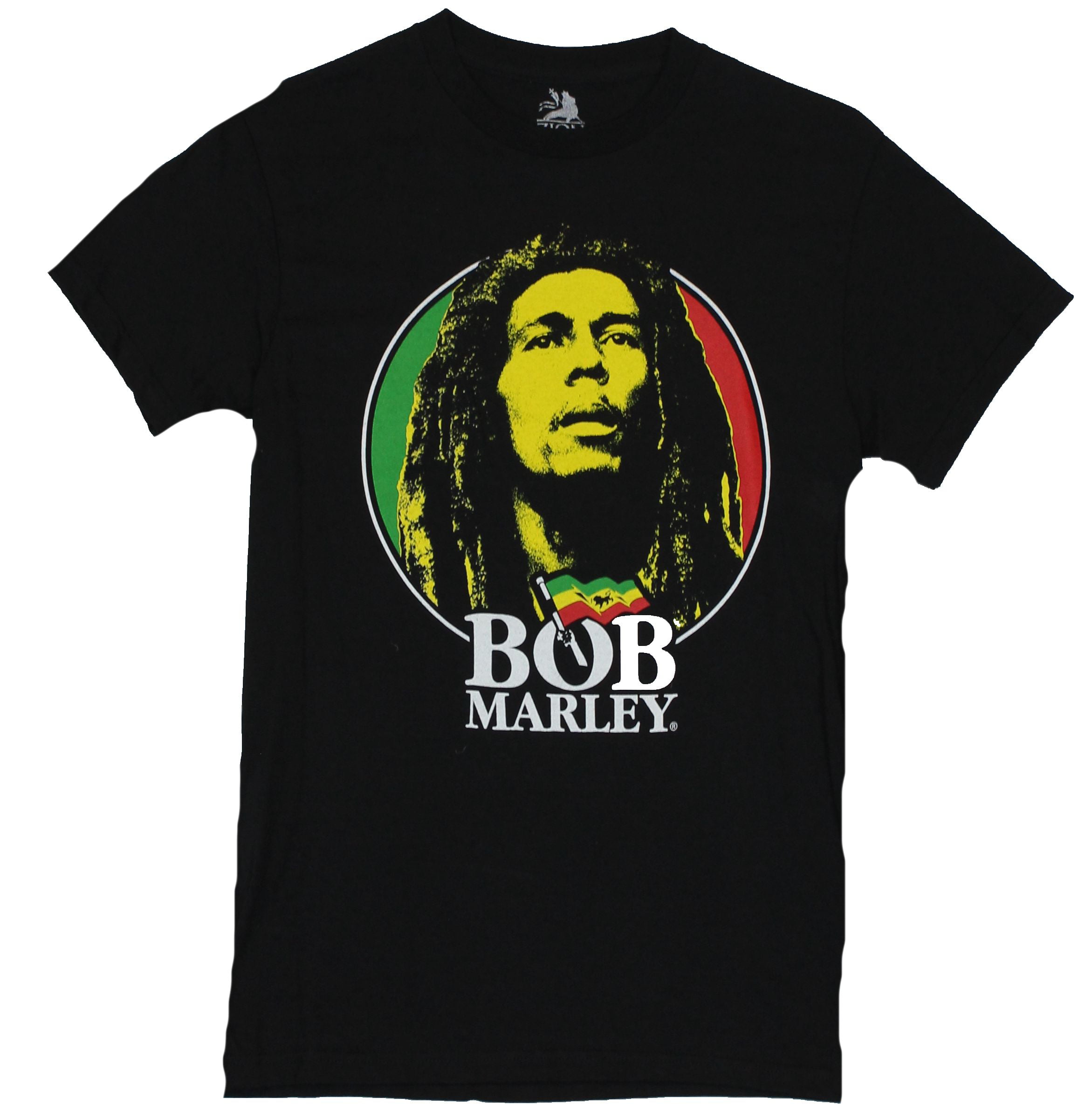 Bob Marley - Bob Marley Mens T-Shirt - Circled Three Colored Bob ...