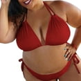 thumbnail image 2 of AYYUFE Women Plus Size Two-piece Swimsuit Solid Color Summer Halter Bandage Bikini Set, 2 of 3