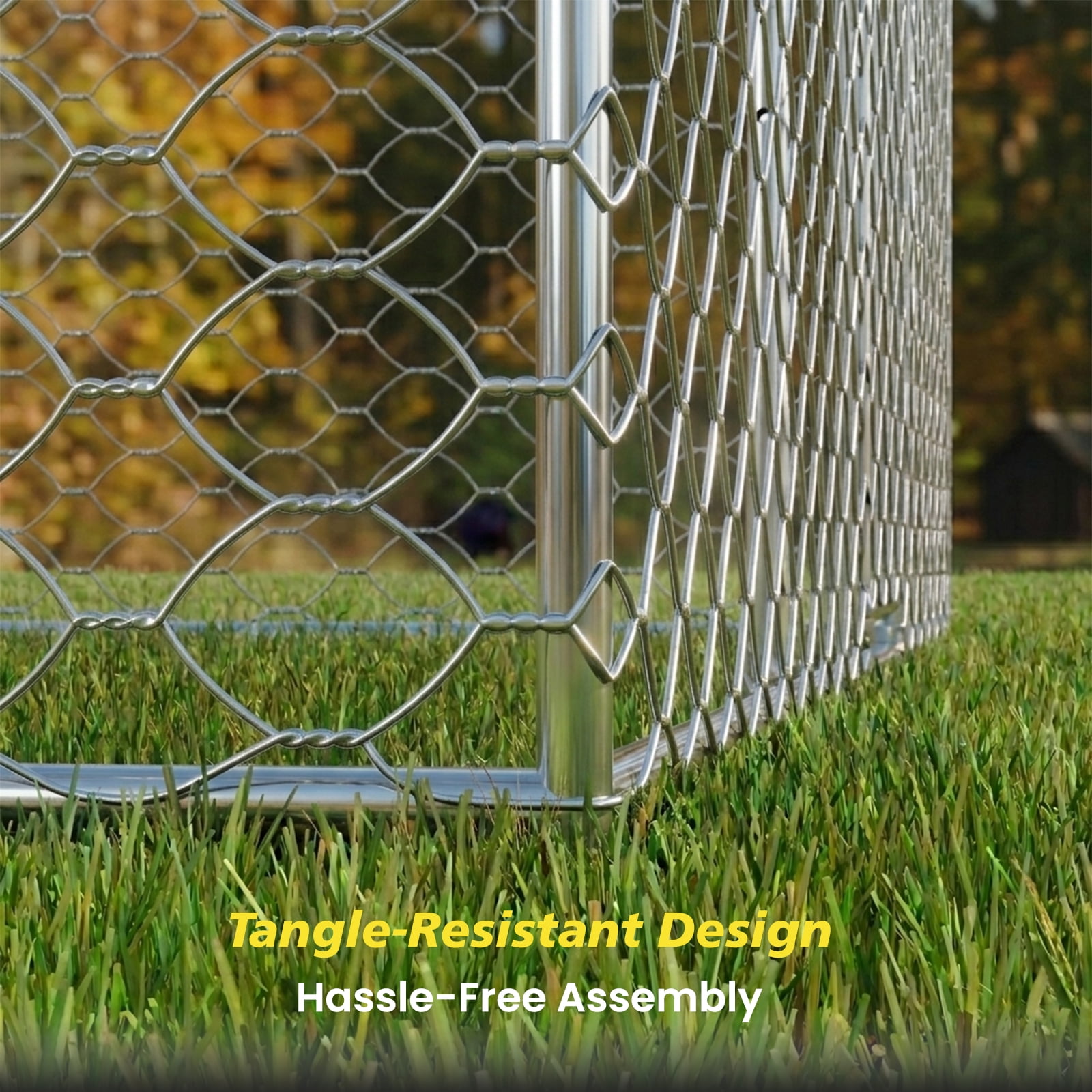20x10 FT Large Outdoor Dog Kennel with Canopy,Heavy Duty Galvanized Steel,Waterproof Cover,Escape-Proof Lockable Playpen for Large Dogs & Multiple Pets