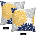 thumbnail image 5 of Navy Blue Yellow Pillow Covers 16x16 Inch Set of 2,Mustard Yellow Dahlia Flower Throw Pillows Case,Modern Geometry Decorative Linen Square Cushion Covers Outdoor Decor for Home Living Room Sofa Bed, 5 of 6