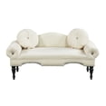 thumbnail image 2 of 54" Mid-Century Velvet Upholstered Loveseat Sofa Couch 2 Pillows Accent Bedside Entryway Bench Sofa Chaise Lounge Sofa Love seat for Bedroom, Living Room Office, Beige, 2 of 6