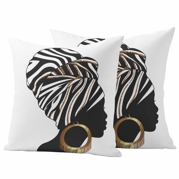 Africans Outdoor Waterproof Pillow Covers, Modern Abstract Ethnic Women Decorative Square Throw Pillowcase Sofa Cushion Sham for Patio/Couch/Chair, 18"x18" 2 Pack