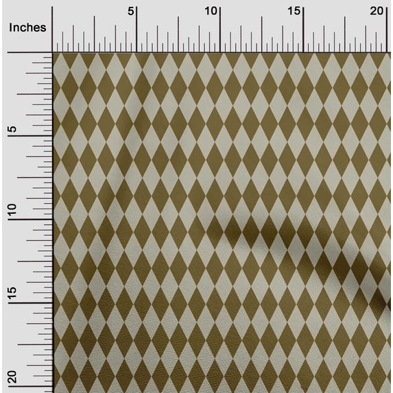 oneOone Cotton Silk Dark Olive Green Fabric Argyle Check Craft Projects Decor Fabric Printed By The Yard 42 Inch Wide