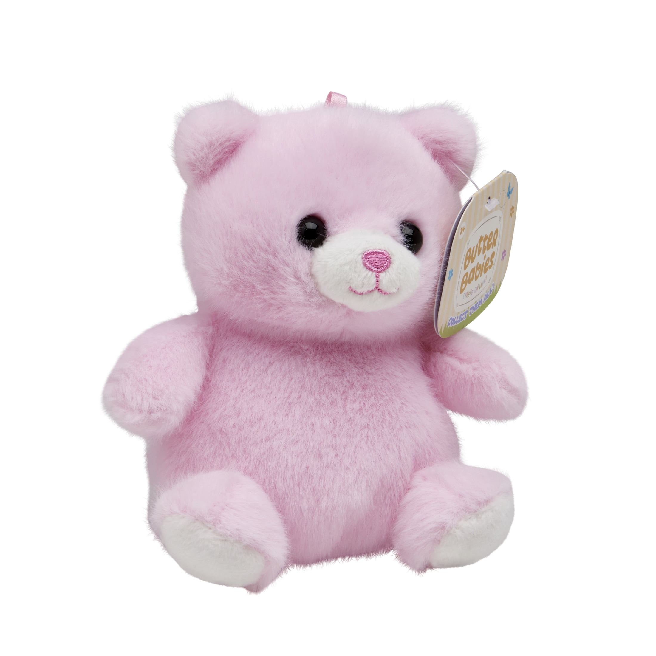 Buttercups Teddy Bear Plush Toy 4.5 Inch – Small Stuffed Animal for Kids, Soft Pink Bear, Mini Plush Gift