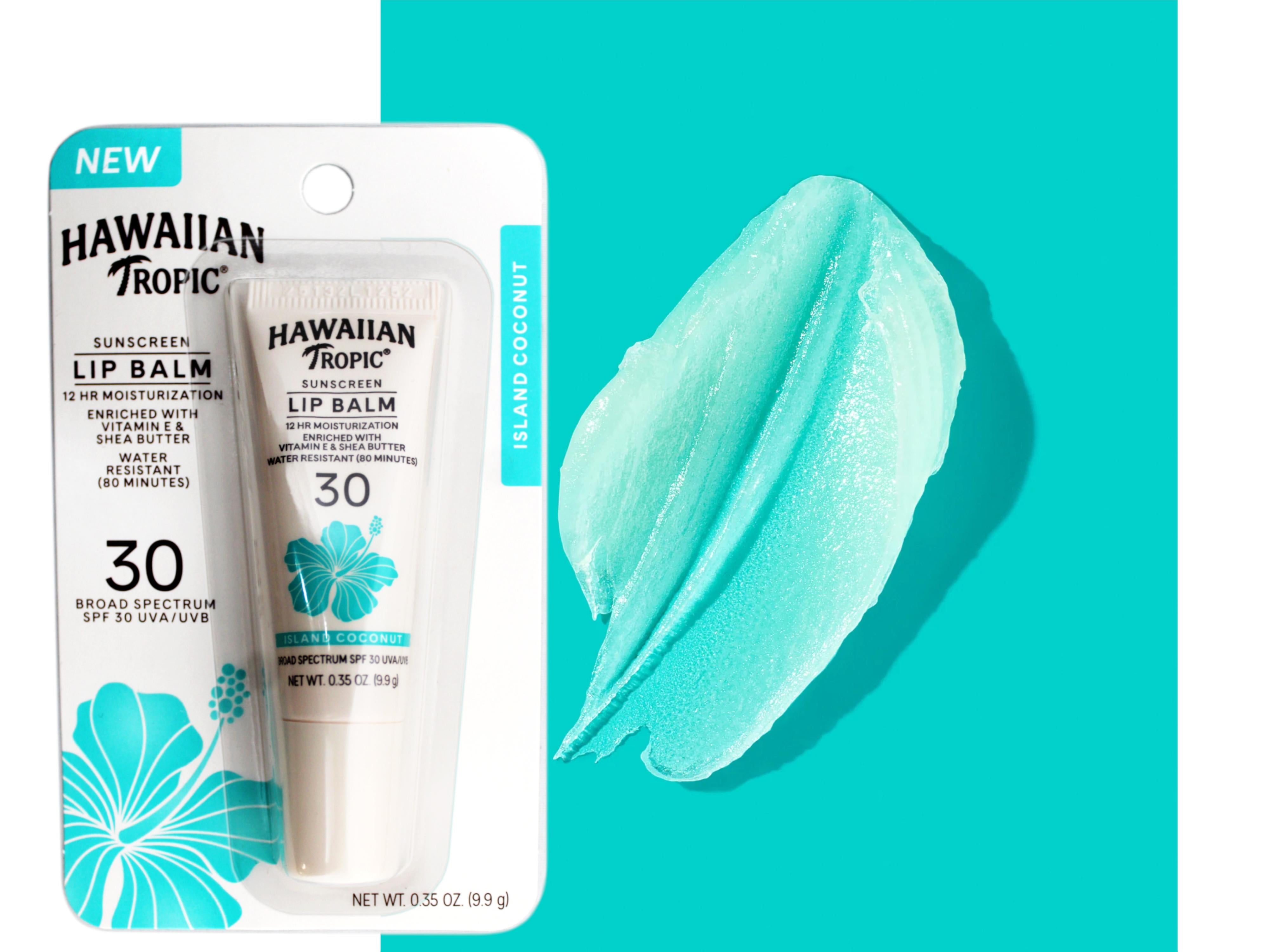 4 Pack - Hawaiian Tropic Sunscreen Lip Balm with Vitamin E & Shea Butter, Water Resistant 80 Minutes, SPF 30, Island Coconut, 0.35 OZ