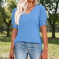 thumbnail image 2 of Xijirk Women's V-Neck Short Sleeve Blouse Puffed Sleeve T-Shirt with Button Casual Top for Everyday Wear,XL, 2 of 7