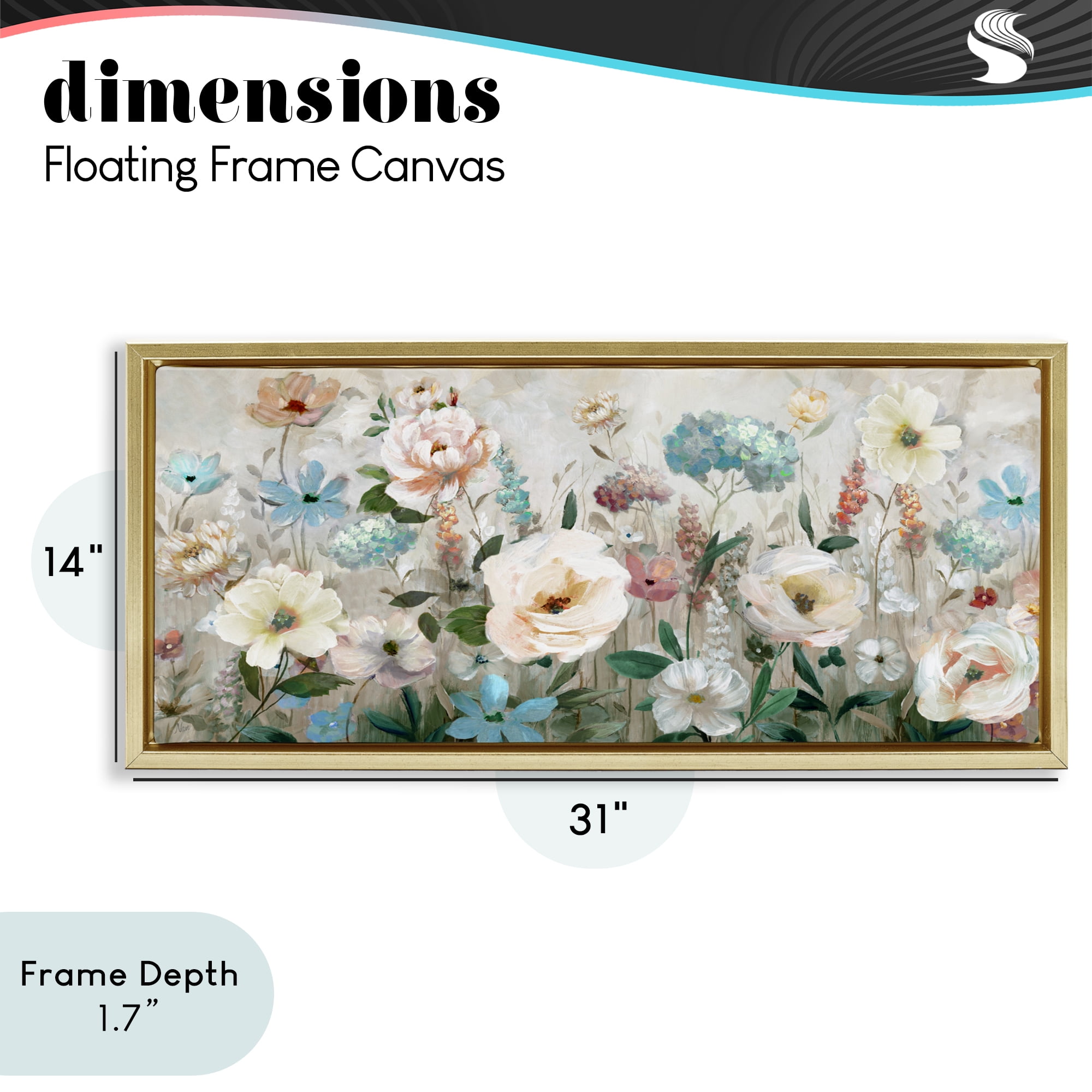 Stupell Industries Pastel Garden of Peonies Gold Framed Floater Canvas Wall Art, design by Nan