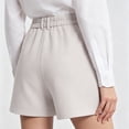 thumbnail image 5 of Favoffer Women High Waist Tailored Shorts Straight Leg Business Casual Bottoms Solid Color Elastic Waist with Functional Side Pockets for Office Daily, 5 of 9