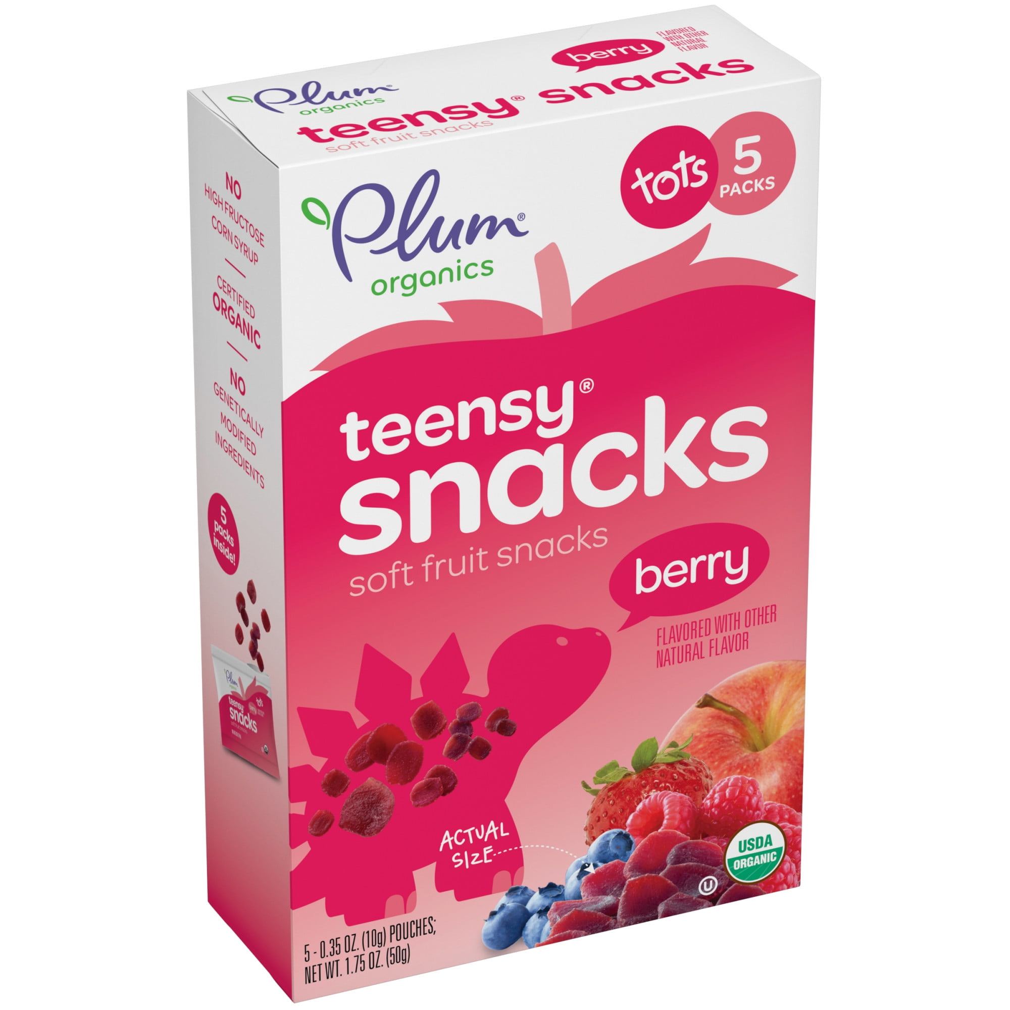 Plum Organics Teensy Snacks Soft Fruit Snacks for Toddlers: Berry - 5 Ct, Baby Food