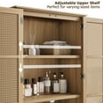 thumbnail image 5 of Homfa Bathroom Cabinet with Rattan Doors, Rattan Linen Storage Cabinet with 2 Drawers, Oak, 5 of 8