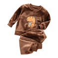 thumbnail image 5 of Ruyang Toddler 2 Piece Outfit Flannel Cute Animal Embroidery Long Sleeve Pullover Solid Plush Pants Sets Baby Autumn Winter Thermal Clothes, 5 of 5