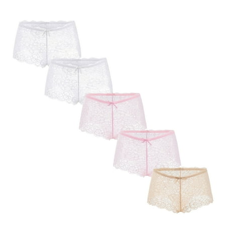 

Shpwfbe Underwear Women 5Pc Ladie Ultra Soft Seamles Bikini Assorted Boxer Brief Lace Ie Lingerie For Women