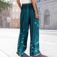 thumbnail image 7 of Plus Size Hawaiian Print Palazzo Pants for Women High Waist Wide Leg Resort Wear Trousers with Pockets Dark Blue S, 7 of 7