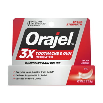Orajel 3X for Toothache & Gum Pain: Maximum Gel Tube 0.42oz- From #1 Oral Pain  Brand- Orajel for Instant Pain 