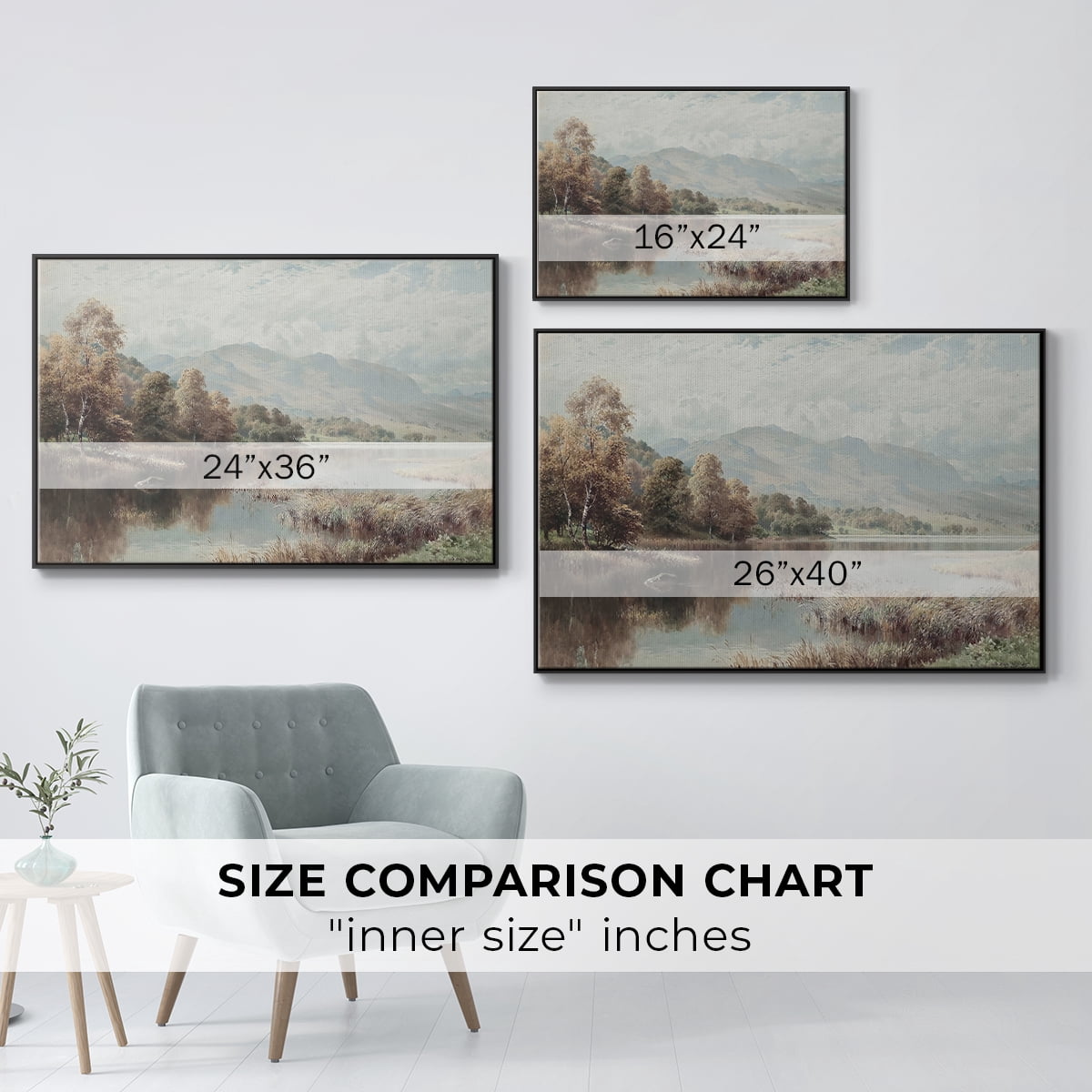 Vintage Landscape-XXIV By Wexford Home Framed in Black Wood Gallery Wrapped Canvas 27 in. x 41 in.
