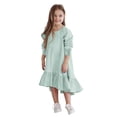 thumbnail image 2 of CHUOU Kids Little Girls Daily Dress Autumn Long Sleeve Solid Irregular Princess Dress Ruffle Casual Party Dresses Outfits Clothes, 2 of 5