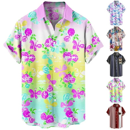 

Unisex Button Down Hawaiian Shirts Tropical Basic Clothes Sizes Kids-Adult Unisex