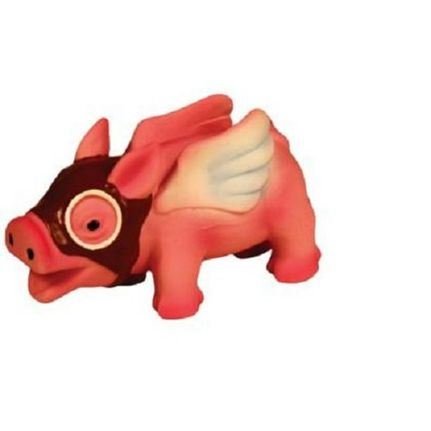 Krislin Latex Little Flying Pig with Goggles Pet Toy