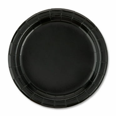 Disposable Paper Plates, 7", Black, 70 Count, by Way To Celebrate