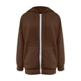 thumbnail image 3 of MeetoTime Veste Sweat à Manches Longues pour Femmes Automne Tendance Décontractée à Capuche Zippée avec Poches, 3 of 5