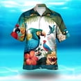 thumbnail image 2 of Camisas Negras Para Hombre Hombres Casual Manga corta Primavera Verano Turndown Neck 3D Impreso Camisas Moda Top Blusa Camisas Ropa de playa (Green, XXL), 2 of 5