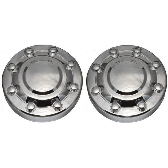 BB Auto New 8 Lug Front Wheel Hub Chrome Center Caps Set Pair 2 Aftermarket Replacements for 2000-2002 Dodge Ram 3500 1-TON Dually DRW, 541