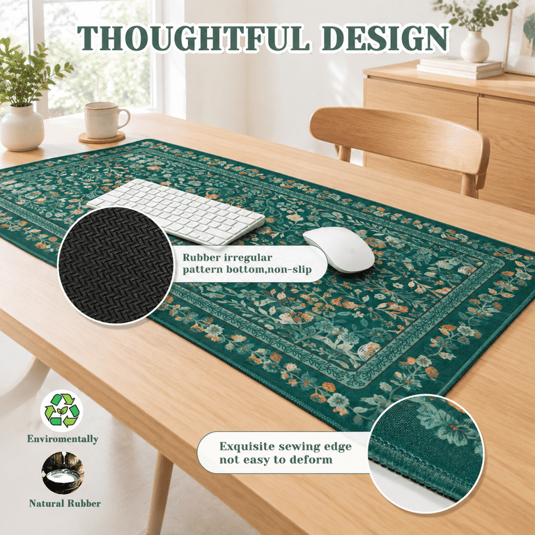 Aesthetic Flower Mouse Pad 23.6x13.7in Deep Green - Walmart.com