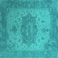 thumbnail image 1 of Ahgly Company Machine Washable Indoor Square Oriental Turquoise Blue Industrial Area Rugs, 3' Square, 1 of 4
