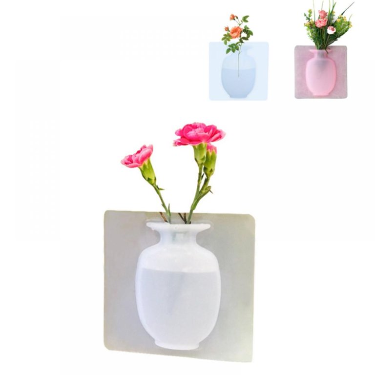 3pcs Silicone Magic Vase,Strong Sticky Flower Pot,Wall-Mounted Rubber Small Vase Reusable Detachable,Office Potted Vase,Party,Exhibition,Wedding,Shop