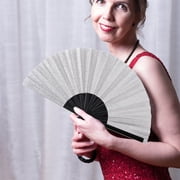 Weloille PVC Kung Fu Tai Chi Fan, 1.08 ft Iridescent Purple Traditional Chinese Fan, Folding Performance Fan for Martial Arts Dance Festival Gift Home Decor