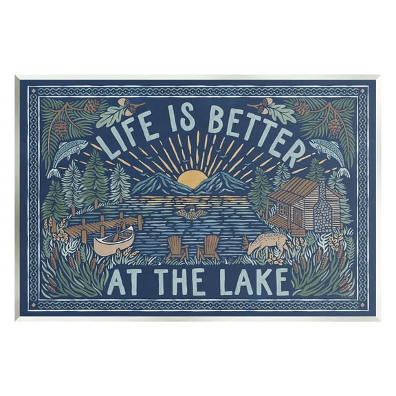 Stupell Industries Night Lake Scene Phrase Nature Painting Unframed Art Print Wall Art, 15 x 10