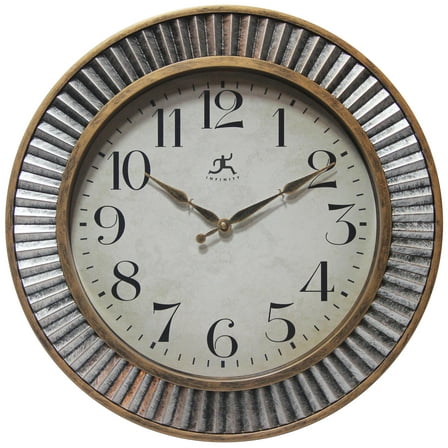 Infinity Instruments Ruche Aged Gold Industrial Analog Display 16-inch Wall Clock