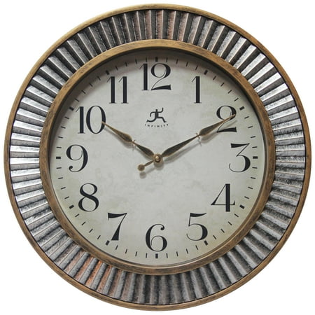 Infinity Instruments Ruche Aged Gold Industrial Analog Display 16-inch Wall Clock