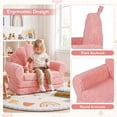 thumbnail image 3 of 2-in-1 Flip Open Kids Sofa Lounger, Teddy Fleece Toddler Couch with Carry Handle, Converts from Sofa to Lounger, Removable Washable Cover, for Ages 3-8 (Pink), 3 of 9