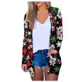 thumbnail image 2 of Lilgiuy Women's Christmas Printed Coat Long Sleeve Cardigan With Pocket Loose Casual Blouse Tops Black ，10（XL） Winter Clothes for 2022, 2 of 4